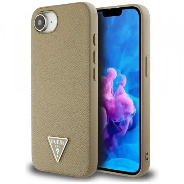 Guess Husa MagSafe pentru Apple iPhone 17e / 16e, Guess, Grained Triangle Logo, Maro