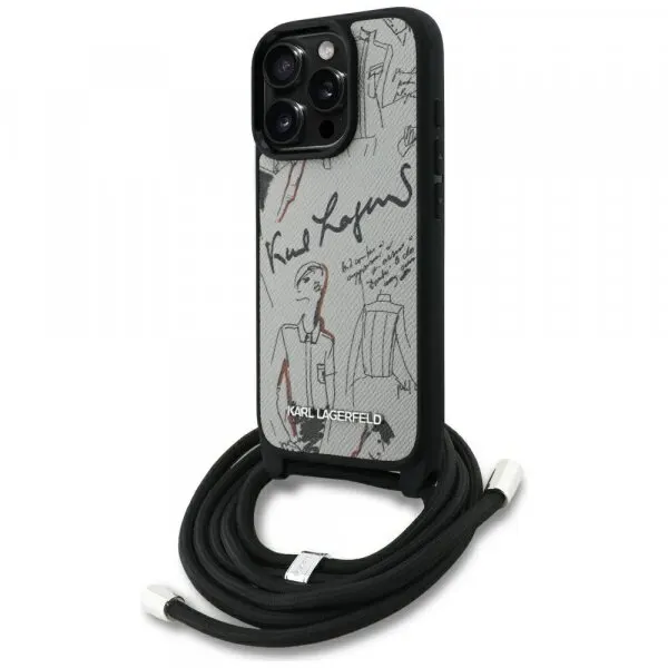 Karl Lagerfeld Husa MagSafe pentru Apple iPhone 16 Pro Max, Karl Lagerfeld, Saffiano Crossbody, Gri