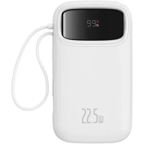 BASEUS POWER BANK Baseus Qpow2, 20000mAh, 22.5W, 1 x USB; 1 x USB Type-C, 1 x Lightning, total 3A, include cablu USB Type-C 0.3m, alb, P10055002223-00 - 6932172636319