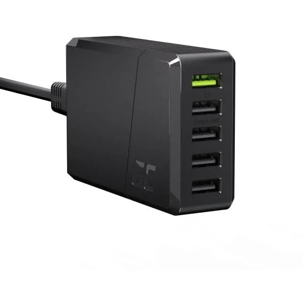 Green Cell Incarcator Green Cell CHARGC05, 5 x USB, Fast Charging 52W, Negru