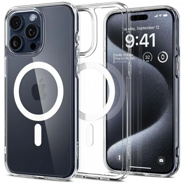Spigen Husa MagSafe pentru Apple iPhone 15 Pro, Spigen, Ultra Hybrid, Alba ACS06715
