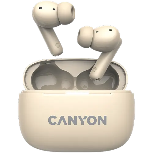 Casti True Wireless CANYON OnGo TWS-10 ANC+ENC, Bluetooth 5.3, ANC, 4 Microfoane, Fast-Pair (Bej)