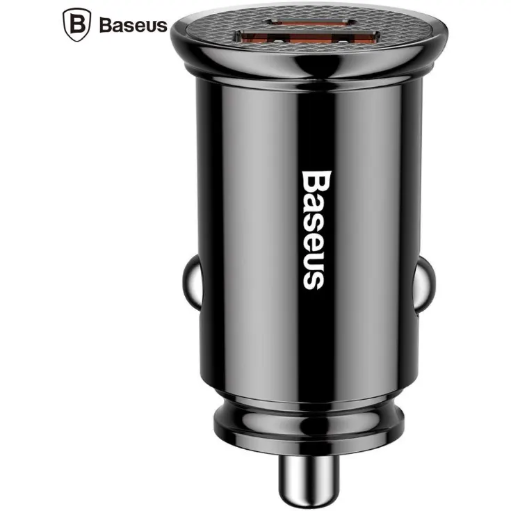 BASEUS INCARCATOR auto Baseus, Dual Port USB si Type-C, 30W, Negru