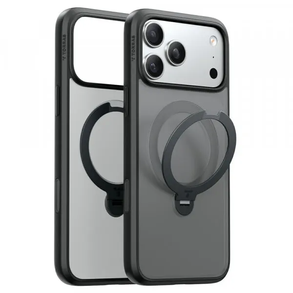 Torras Husa MagSafe pentru Apple iPhone 18 Pro Max / 17 Pro Max, Torras, Ostand Spin, Neagra