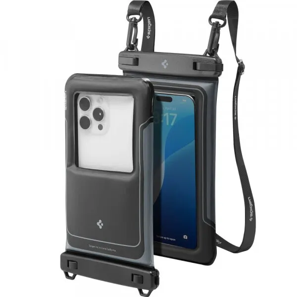 Spigen Husa Universala Waterproof pentru Telefon max. 6.9inch, Spigen, A611P, Set 2 bucati, Neagra Mata ACS09348