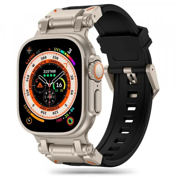 techsuit Curea Techsuit W064 pentru Apple Watch 49mm / 46mm / 45mm / 44mm / 42mm Series, Argintie Neagra