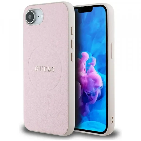 Guess Husa MagSafe pentru Apple iPhone 17e / 16e, Guess, Grained Gold Ring, Roz