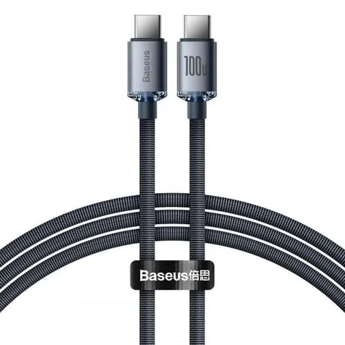 Cablu de date Baseus Crystal Shine, USB Type-C - USB Type-C, PD 100W, 3A, 1.2m, Negru