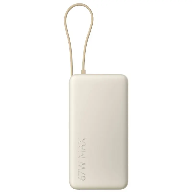 Xiaomi Acumulator extern Xiaomi Power Bank BHR08O7GL, 67W, 20000 mAh, 1x USB Type-C In/Out, Cablu integrat USB-C, USB-A, Bej