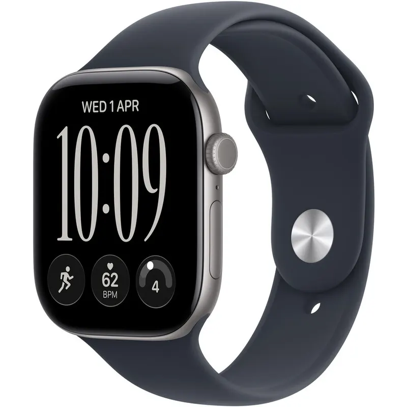 Apple Apple Watch Series 12 GPS + Cellular, Carcasa din aluminiu Gri spatial de 42 mm, cu curea sport Albastru marin, marimea S/M