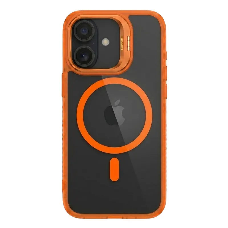 Husa de Protectie Telefon, Flippy, Compatibila cu iPhone 17, MagSafe, Acrylic, Suport Metalic Protectie Camera