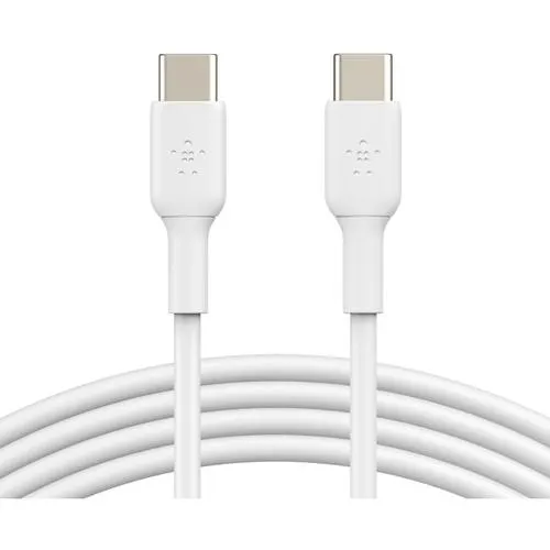 Cablu Date si Incarcare USB-C - USB-C Belkin CAB003bt1MWH2PK BoostCharge, 60W, 1m, Set 2 bucati, Alb