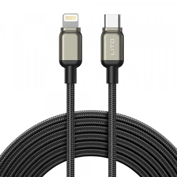 LITO Cablu Date si Incarcare USB-C - Lightning Lito LD17, 20W, 1m, Negru