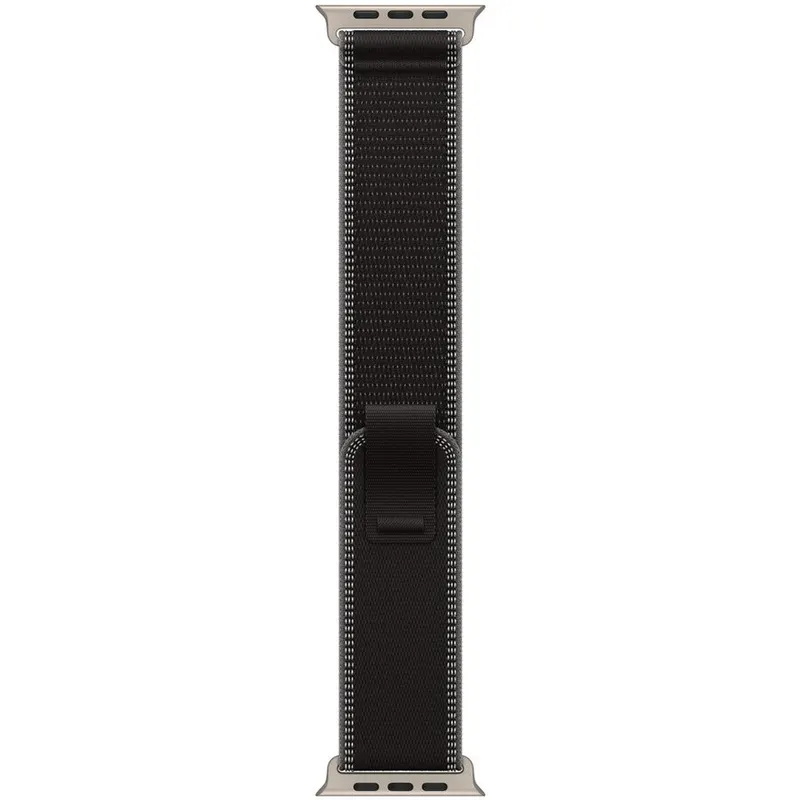 Apple Apple Watch 49mm Loop: Black/Charcoal Trail Loop - M/L - Natural Titanium Finish