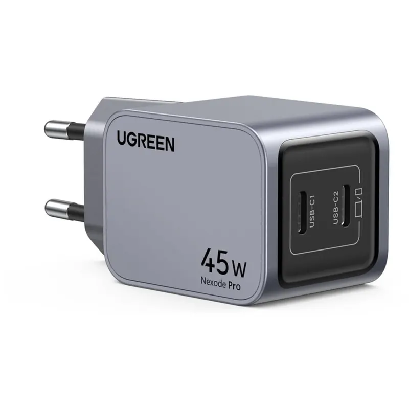 Ugreen Incarcator retea Ugreen Nexode Pro, 45W, 2x USB-C GaN Fast Charger, Gri