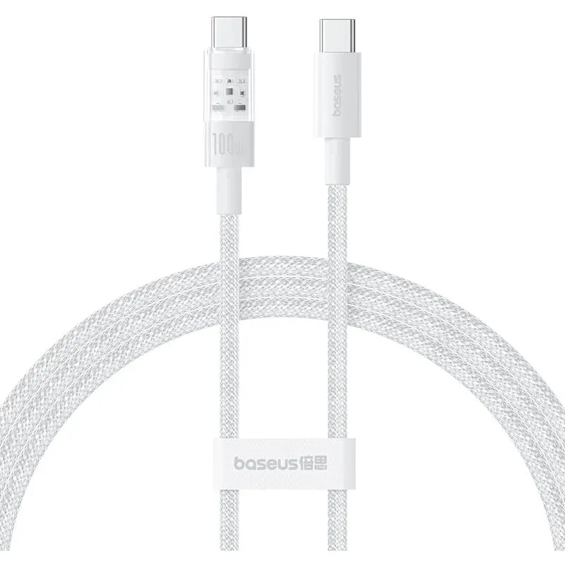 BASEUS CABLU alimentare si date Baseus Gem, Fast Charging Data Cable pt. smartphone, USB Type-C la USB Type-C 100W, 2m, alb