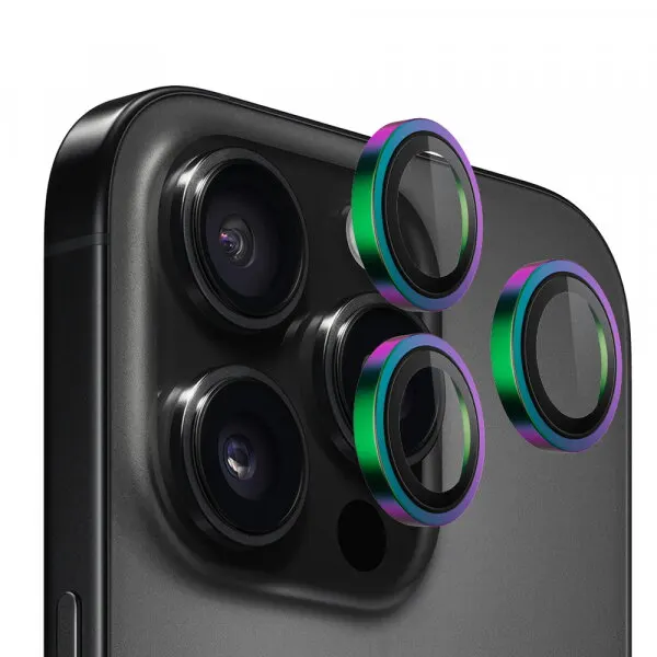 Blueo Folie de protectie Camera Spate Blueo Metal Frame pentru Apple iPhone 14 Pro Max / 14 Pro, Sticla Securizata, Multicolor