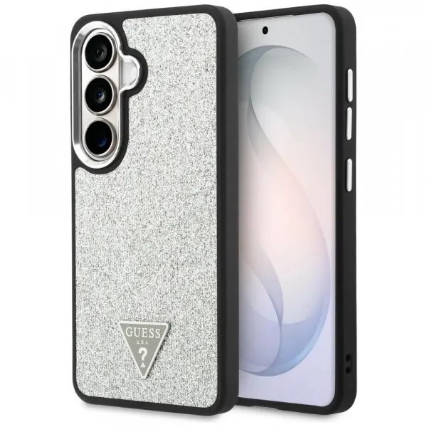 Guess Husa MagSafe pentru Samsung Galaxy S26 S942, Guess, Fixed Glitter Triangle Logo, Argintie