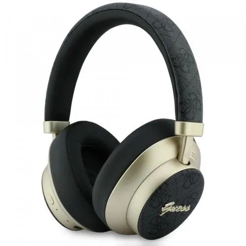 Casti Stereo Wireless Guess 4G Gold Script Metal, Bluetooth, A2DP, Negru