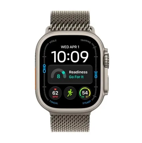 Smartwatch Apple Watch Ultra 4, GPS + Cellular, 49mm, Ecran Retina LTPO OLED, Chip S11 cu Procesor Dual-Core, 64GB Flash, Wi-Fi, Bluetooth, Carcasa Titanium, Curea Milanese Loop Large (Argintiu)