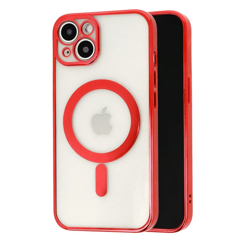Husa MagSafe pentru Apple iPhone 12 Pro, Protectie camera, Full TPU, Margini colorate Electroplating, Magnetica