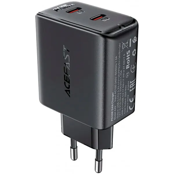 AceFast Incarcator Retea Acefast A49, 35W, 3A, 2 x USB-C, Negru