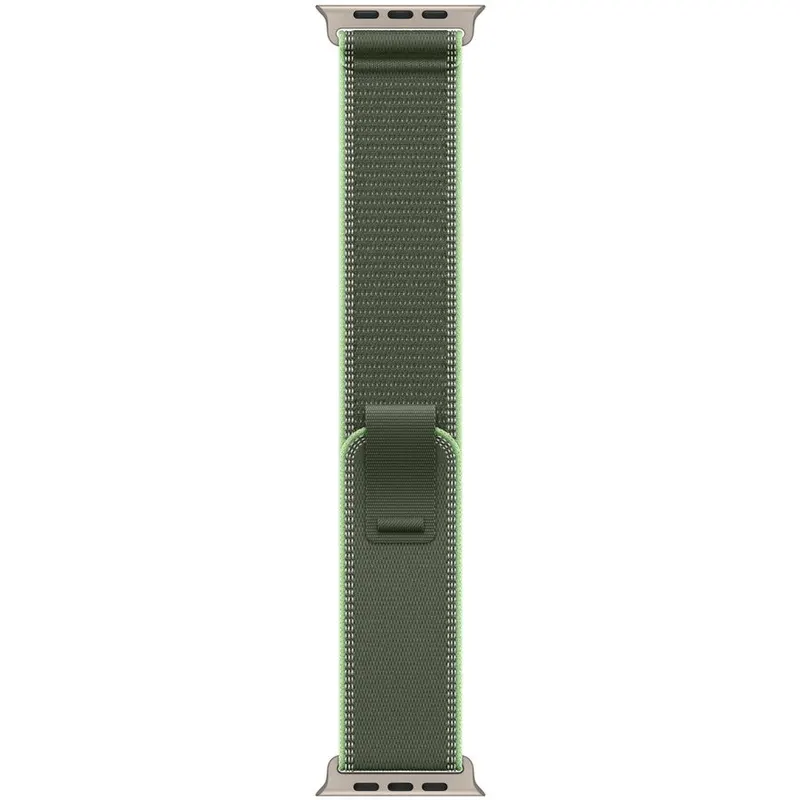 Apple Apple Watch 49mm Loop: Green/Neon Trail Loop - M/L - Natural Titanium Finish