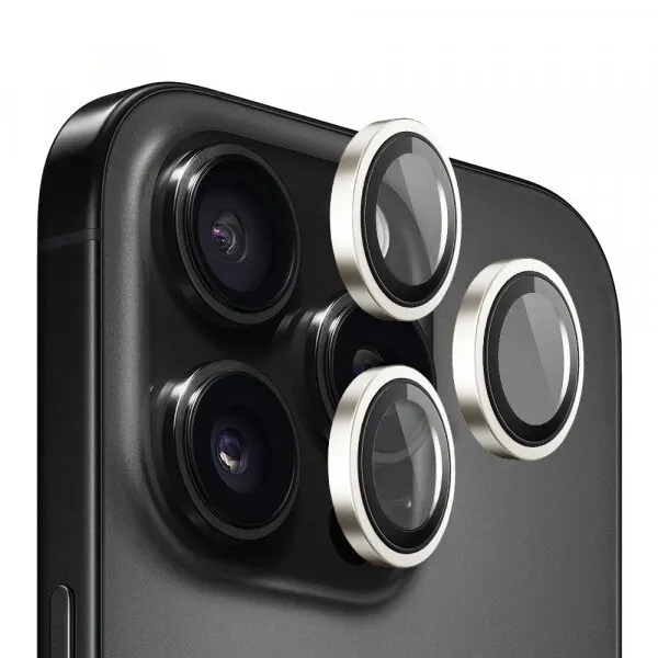 Blueo Folie de protectie Camera Spate Blueo Metal Frame pentru Apple iPhone 14 Pro Max / 14 Pro, Sticla Securizata, Aurie