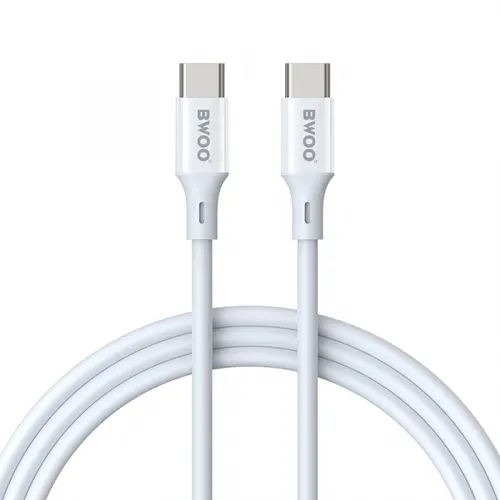 Cablu Date si Incarcare USB-C - USB-C BWOO BO-X283CC-2M, 60W, 2m, Alb