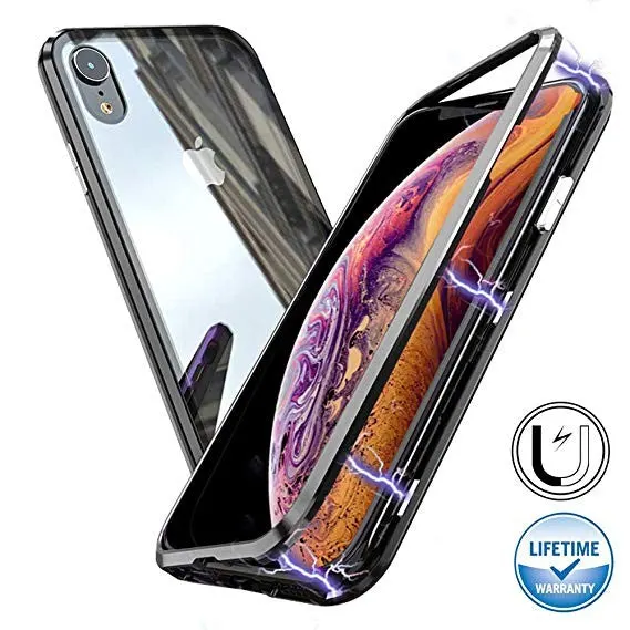 Apple, Husa de protectie Magnetic 360, Folie sticla inclusa, pentru Apple iPhone 7 Plus, Negru