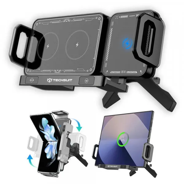 techsuit Incarcator Auto Wireless Techsuit SW1 ModoDock, 15W, 1.67A, Negru