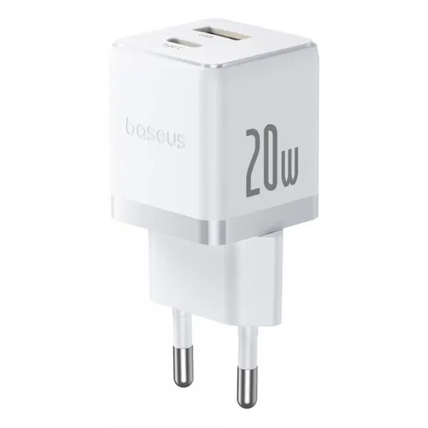 BASEUS Incarcator Retea Baseus Palm, 20W, 3A, 1 x USB-A - 1 x USB-C, Alb CCZC20UE