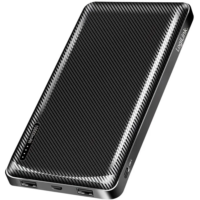 logilink Acumulator extern LogiLink PA0316, Li-Po, 10.000 mAh, 2x USB-A, USB-C, 1,6x14x6,8cm, Negru