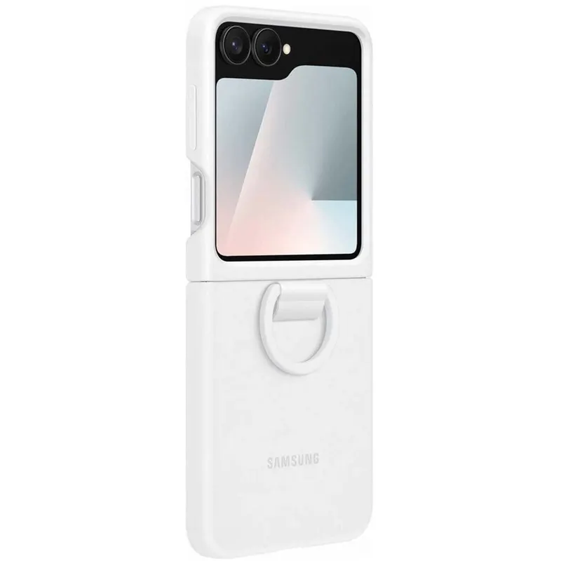 Samsung Husa telefon spate pentru Galaxy Z Flip 7 FE cu model cu inel de silicon, Alb