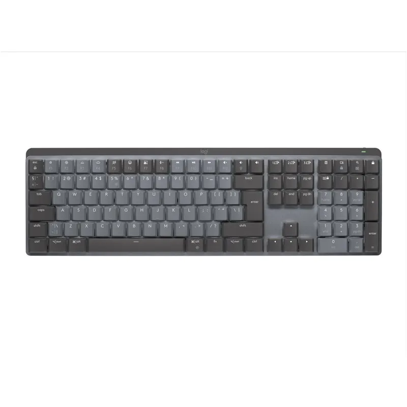 Logitech Tastatura mecanica Bluetooth/Wireless, Logitech, MX, iluminare din spate, comutator Clicky, distributie internationala in SUA, Gri