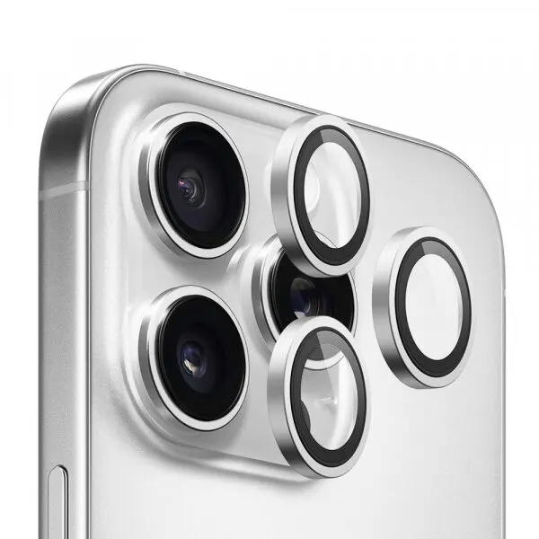 Blueo Folie de protectie Camera Spate Blueo Metal Frame pentru Apple iPhone 14 Pro Max / 14 Pro, Sticla Securizata, Argintie