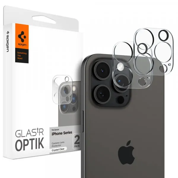 Spigen Folie de protectie Camera Spate Spigen GlastR Optik pentru Apple iPhone 16 Pro Max, Sticla Securizata, Set 2 bucati, Transparenta AGL05761
