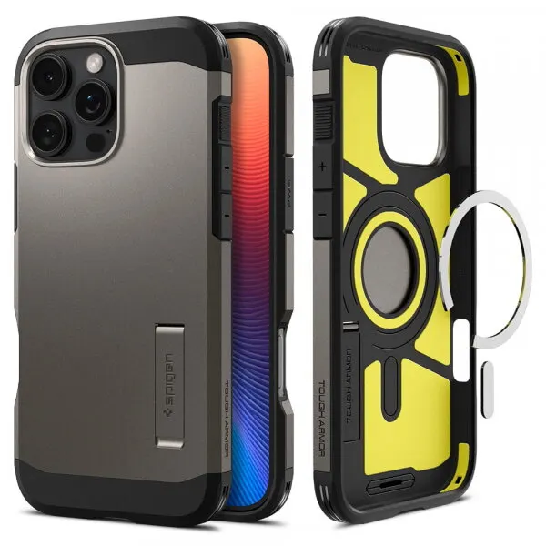 Spigen Husa MagSafe pentru Apple iPhone 16 Pro, Spigen, Tough Armor, Gri ACS08145