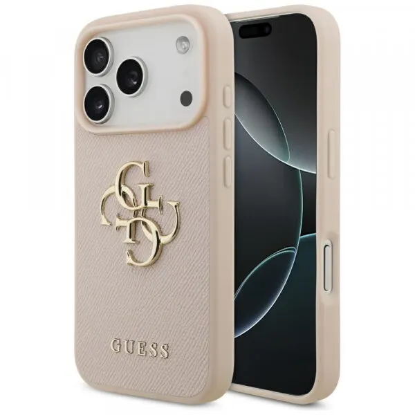 Guess Husa pentru Apple iPhone 17 Pro, Guess, 4G Grained Big and Classic Logo, Roz