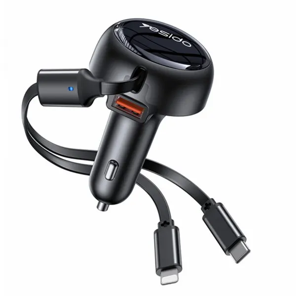 Yesido Incarcator Auto Cu Cablu USB-C / Lightning Yesido Y61, 53W, 3A, 1 x USB-A, Negru