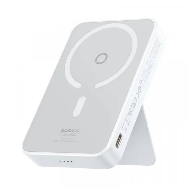 BASEUS Baterie Externa Wireless Baseus MagPro PPCXZ05, 5000mAh, 20W, PD + FQI, 1 x QI - 1 x USB-C, Alba P10064101223-00