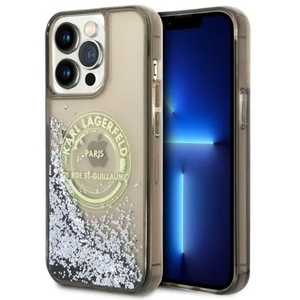 Karl Lagerfeld Husa pentru Apple iPhone 14 Pro Max, Karl Lagerfeld, Liquid Glitter RSG, Neagra