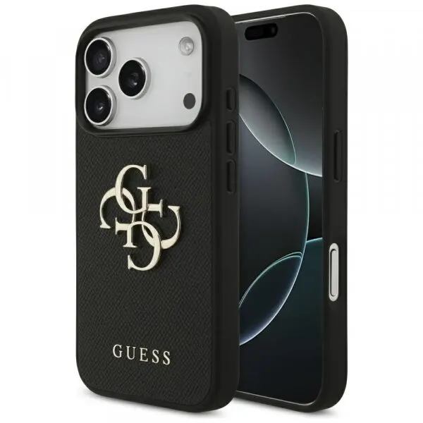 Guess Husa pentru Apple iPhone 17 Pro, Guess, 4G Grained Big and Classic Logo, Neagra