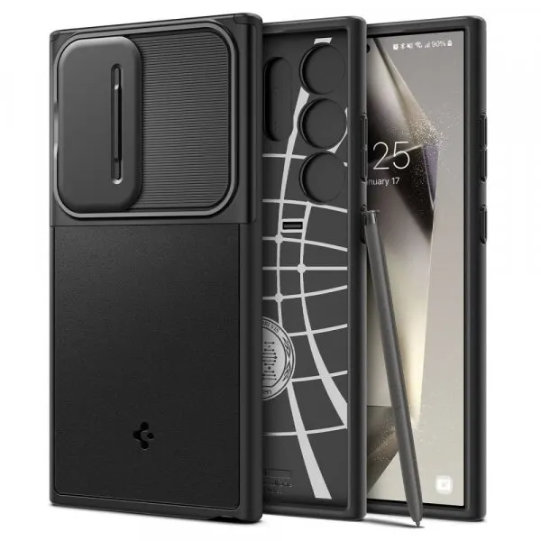 Spigen Husa pentru Samsung Galaxy S24 Ultra S928, Spigen, OPTIK ARMOR, Neagra ACS07313