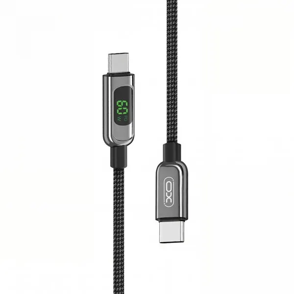 XO Design Cablu Date si Incarcare USB-C - USB-C XO Design NB-Q203B Display, 60W, 1m, Negru