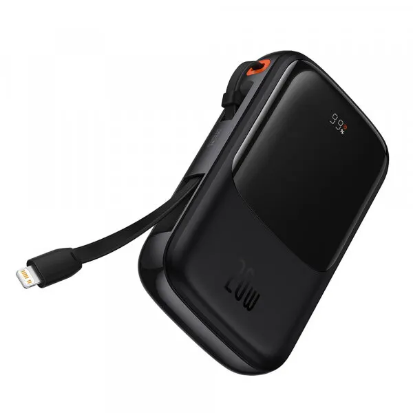 BASEUS Baterie Externa Baseus Qpow Pro, 20000mAh, 20W, QC + PD, 1 x Lightning - 1 x USB-A - 1 x USB-C, Neagra PPQD040001