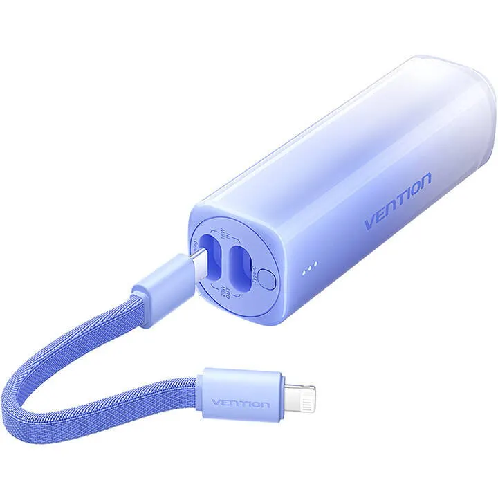 Vention Baterie externa Vention, 5000mAh, 20W, USB-C/Lightning, cablu inclus, albastru