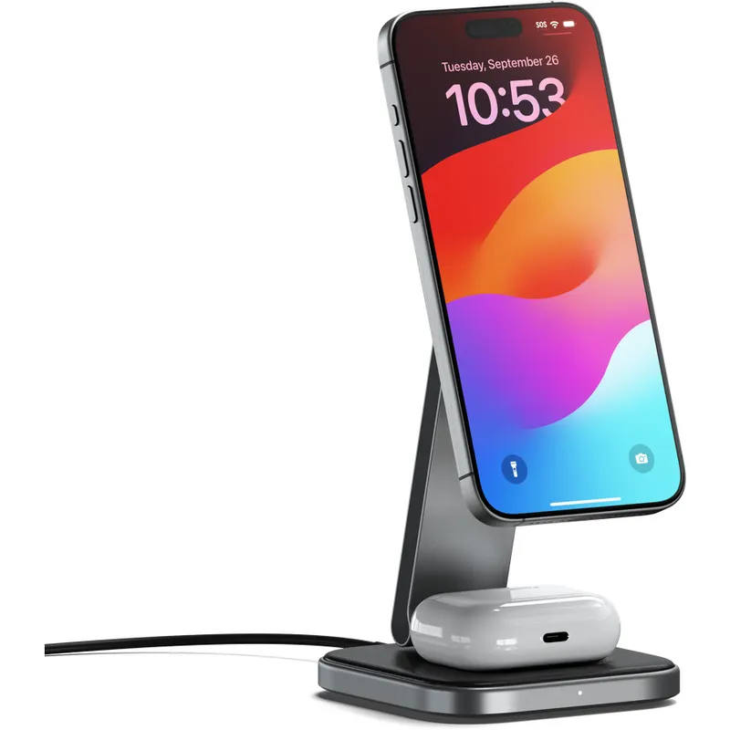 Satechi Satechi 2-in-1 Foldable Qi2 Wireless Charging Stand - Space Gray