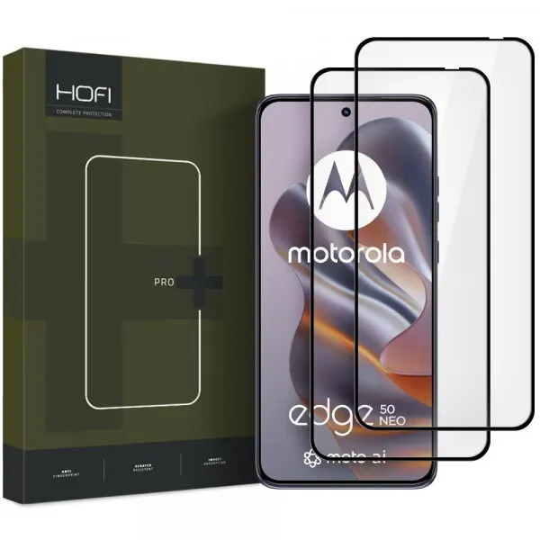 HOFI Folie de protectie Ecran HOFI Glass PRO+ pentru Motorola Edge 50 Neo, Sticla Securizata, Full Glue, Set 2 bucati, 2.5D, Neagra