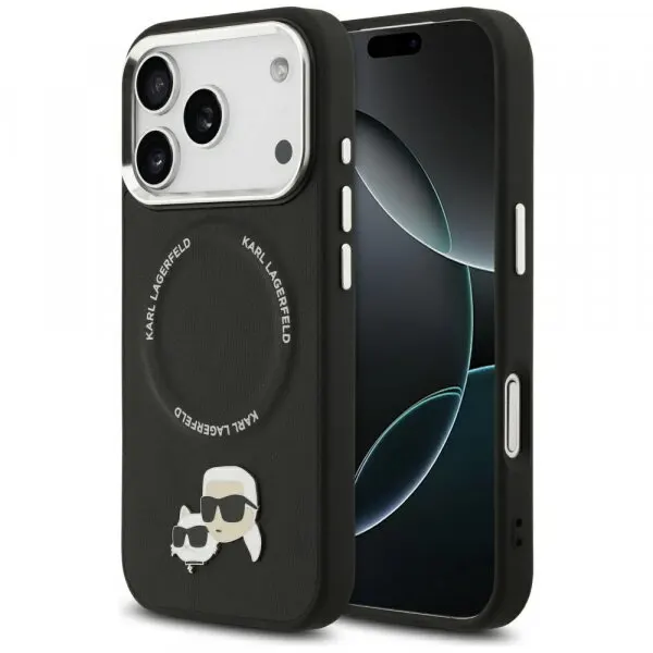 Karl Lagerfeld Husa MagSafe pentru Apple iPhone 17 Pro, Karl Lagerfeld, Karl & Choupette Pins, Neagra
